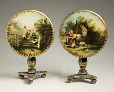 Lot 1555 - Pair of Victorian Painted and Gilt Decorated...