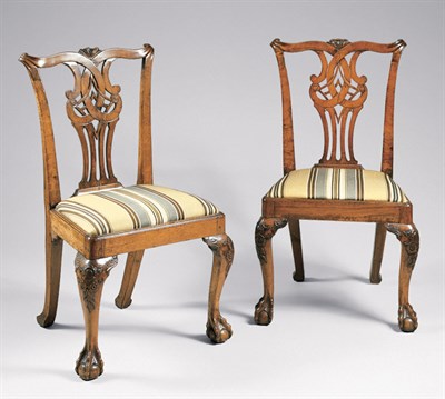 Lot 1356 - Pair of George II Walnut Side Chairs Mid 18th...