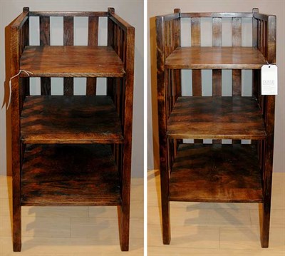 Lot 3571 - Pair of Arts and Crafts Oak Three-Tier Stands...