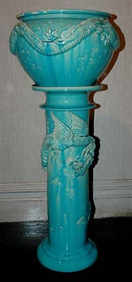 Lot 3357 - Turquoise Glazed Majolica Jardiniere and...