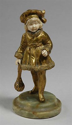 Lot 3343 - Gilt-Bronze, Carved Ivory and Onyx Figure of a...