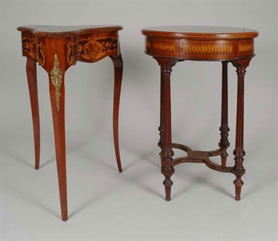 Lot 3723 - Two Marquetry Inlaid Walnut Side Tables...
