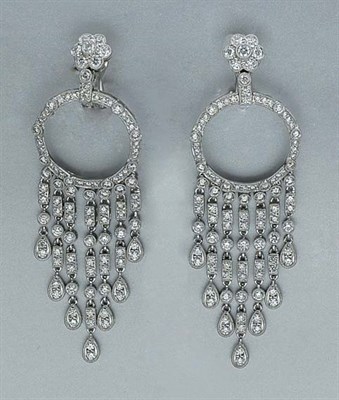 Lot 146 - Pair of Diamond Pendant-Earrings