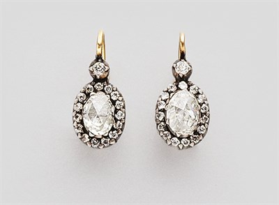 Lot 372 - Pair of  Diamond Earrings