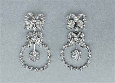 Lot 290 - Pair of Diamond Pendant-Earrings