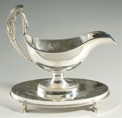 Lot 3251 - French Empire Style Silver Footed Sauceboat...