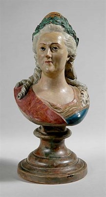 Lot 3375 - Russian Painted Ceramic Bust of a Woman The...