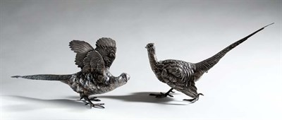 Lot 3262 - Pair of Continental Silver Pheasant Table...