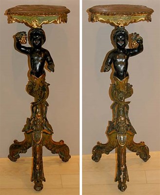 Lot 3711 - Pair of Painted Blackamoor Pedestals Each...