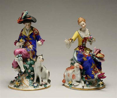 Lot 4474 - Pair of Derby Style Porcelain Figures Each in...