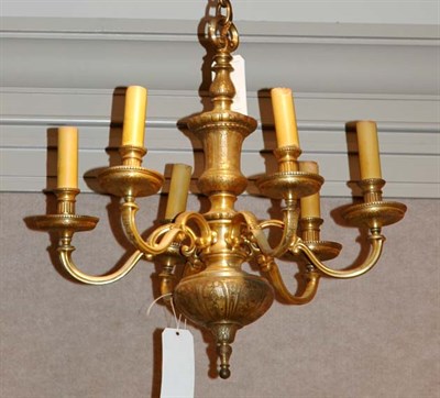 Lot 4430 - Dutch Baroque Style Brass Six-Light Chandelier