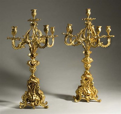 Lot 3574 - Pair of Louis XV Style Gilt-Bronze Two-Tier...