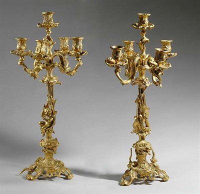 Lot 3575 - Pair of Louis XV Style Gilt-Bronze Figural...