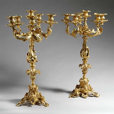 Lot 3576 - Pair of Louis XV Style Gilt-Bronze Six-Light...