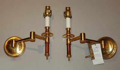 Lot 395 - Pair of French Brass and Wood Swing Arm...