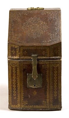 Lot 1315 - French Gilt Tooled Leather Knife Box 18th...