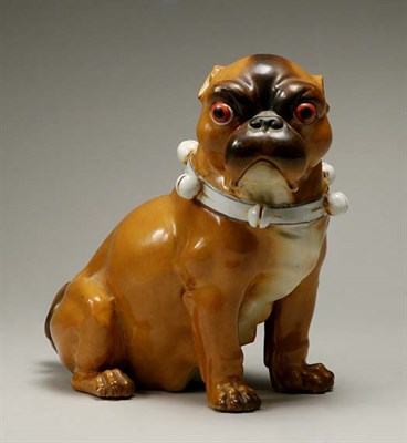 Lot 4481 - Meissen Style Porcelain Figure of a Pug Height...