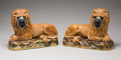 Lot 2245 - Pair of Staffordshire Pottery Figures of...