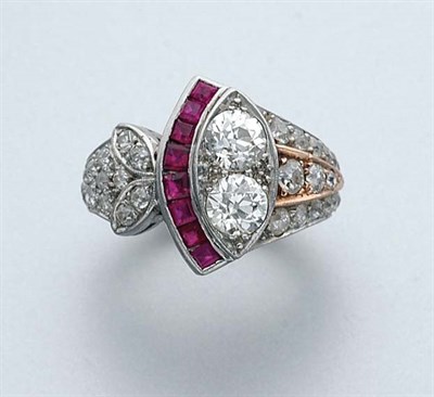 Lot 380 - Diamond and Ruby Ring