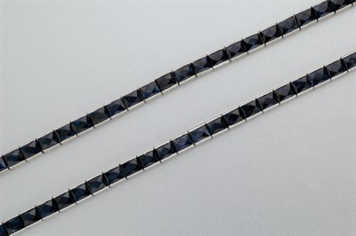 Lot 207 - Pair of Sapphire Straightline Bracelets