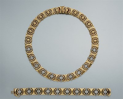 Lot 257 - Gold and Diamond Necklace and Bracelet