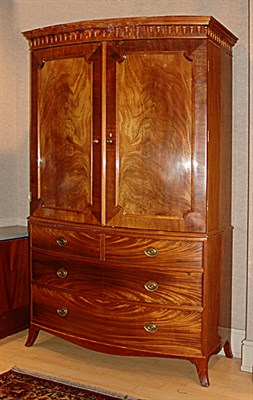 Lot 159 - George III Style Mahogany Bow Front Linen...
