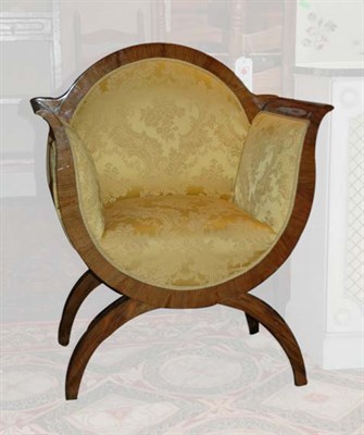 Lot 4246 - Empire Style Yellow Silk Upholstered Fruitwood...