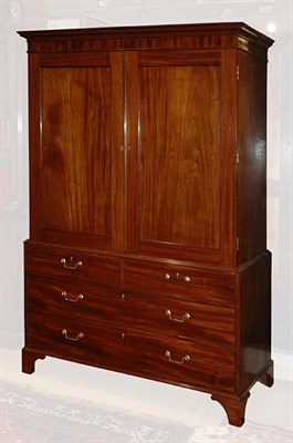 Lot 4266 - George III Style Mahogany Linen Press Height...