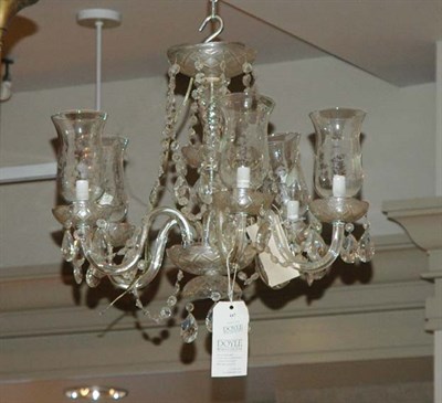 Lot 447 - George III Style Cut Glass Five-Light Chandelier