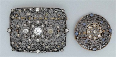 Lot 89 - Two Antique Diamond and Diamond and Sapphire Brooches