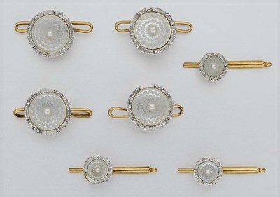 Lot 8 - Four Mother-of-Pearl and Seed Pearl Buttons and Three Studs