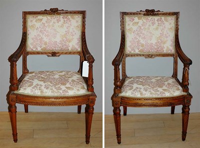 Lot 4476 - Pair of Louis XVI Style Hand Carved Walnut...