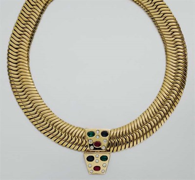 Lot 175 - Gold, Ruby, Sapphire, Emerald and Diamond Necklace