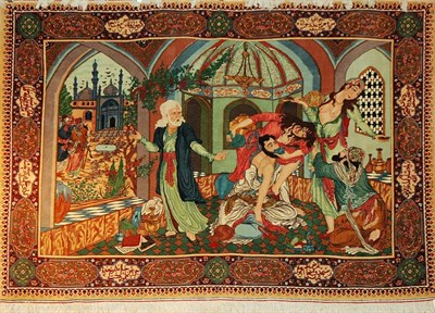 Lot 560 - Tabriz Pictorial Carpet Northwest Iran,...