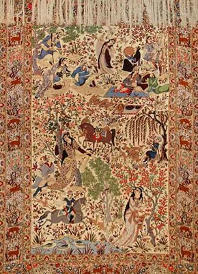 Lot 3720 - Isfahan Pictorial Rug Central Iran, mid 20th...