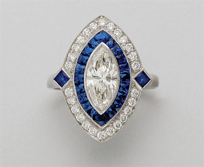 Lot 181 - Diamond and Sapphire Ring