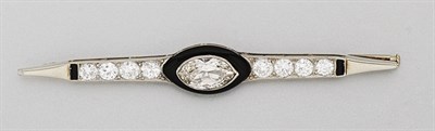 Lot 218 - Diamond and Black Onyx Bar Pin