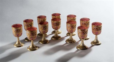 Lot 3650 - Set of Twelve Bohemian Gilt and Enamel...