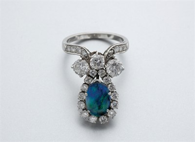 Lot 319 - Black Opal and Diamond Ring