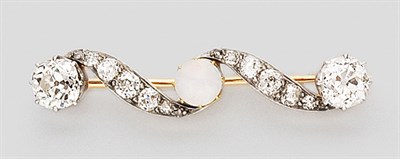 Lot 381 - Opal and Diamond Bar Brooch