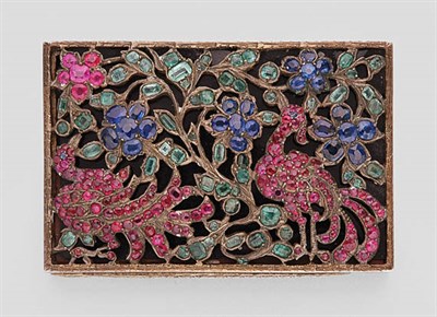 Lot 378 - Antique Silver, Ruby, Sapphire and Emerald Compact