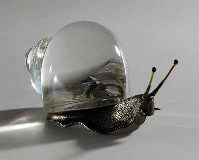 Lot 4338 - Steuben Glass and Metal Snail