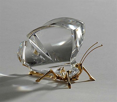 Lot 4345 - Steuben Glass and Gilt-Metal Butterfly