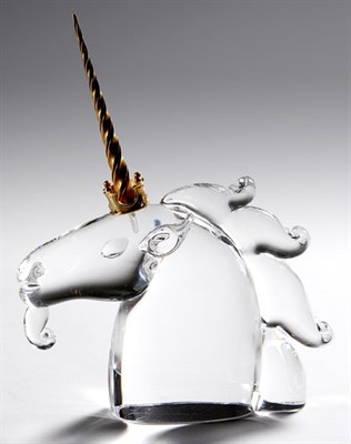 Lot 4347 - Steuben Glass and Gilt-Metal Unicorn