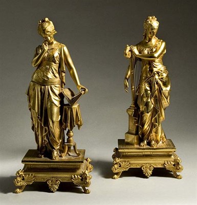 Lot 3685 - Pair of Neoclassical Style Gilt-Metal Figures...