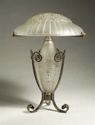 Lot 3461 - French Art Deco Style Metal and Frosted Glass...