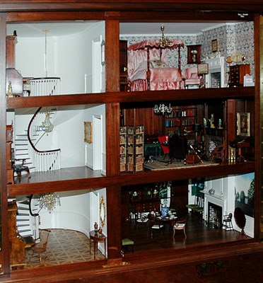 Lot 4790 - Mahogany Vitrine Doll House Fitted with...