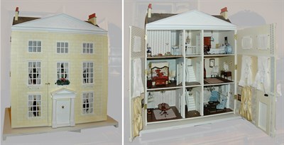 Lot 4791 - Yellow Doll House Fitted with furniture and...