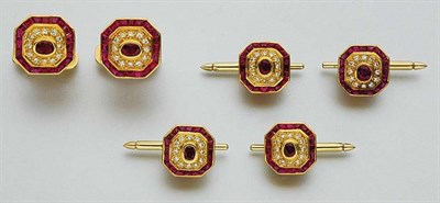 Lot 171 - Gold, Ruby and Diamond Dress Set