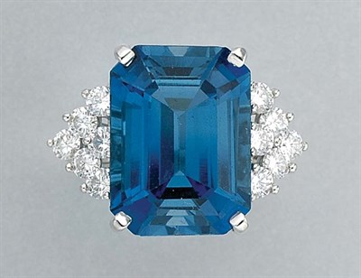 Lot 241 - Blue Tourmaline and Diamond Ring